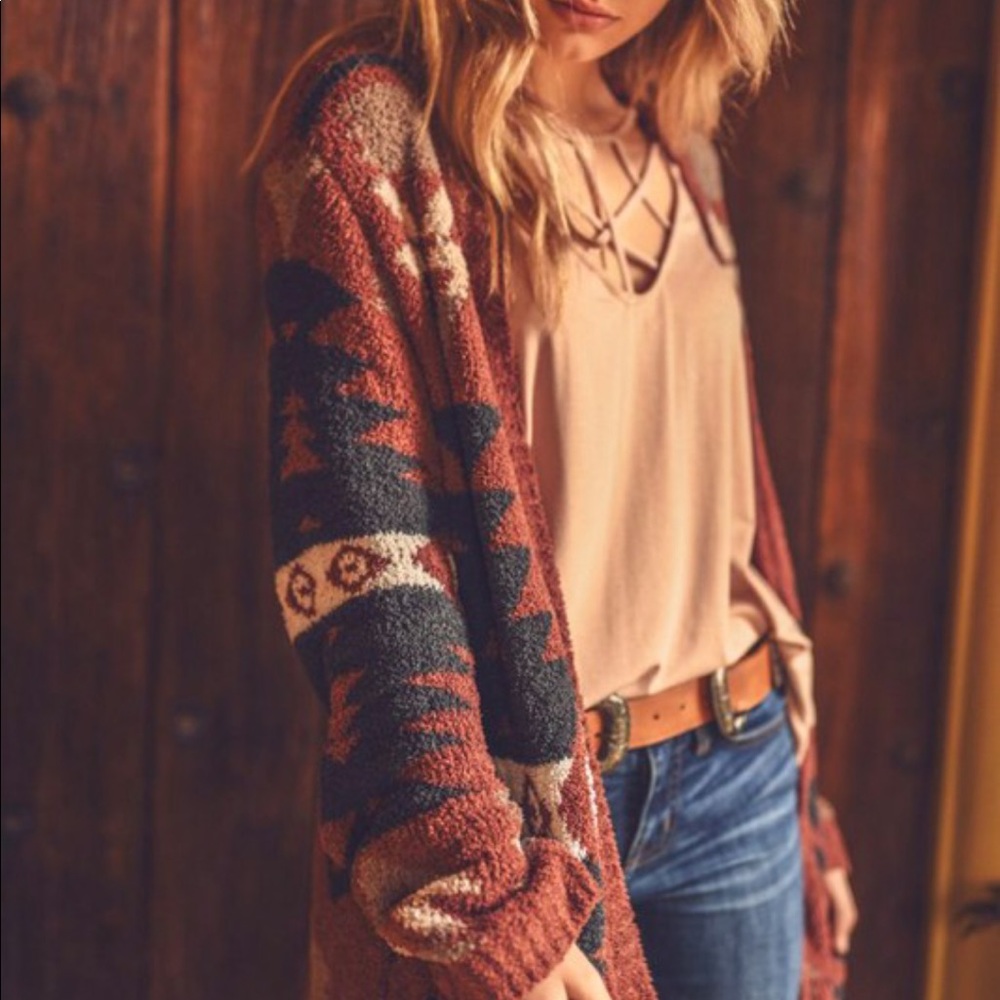 Rustic Patterned Women's Cardigan - image 8